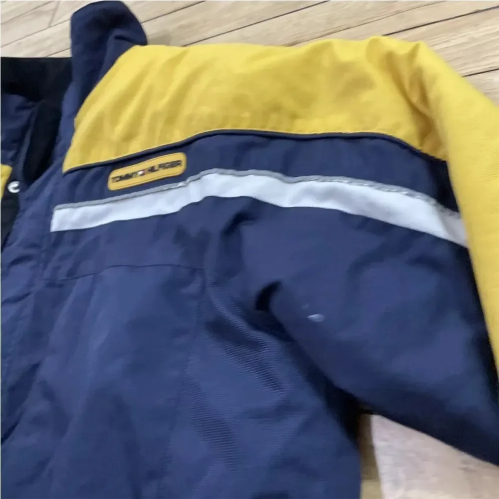 TOMMY HILFIGER Y2k Puffer Jacket Men XL Vintage Yellow Blue Heavy Snow Gorpcore